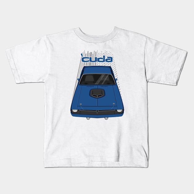 Plymouth Barracuda - Hemi Cuda - 1970 - Dark Blue Kids T-Shirt by V8social